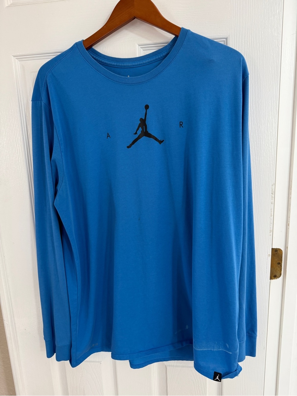 Nike Jordan Blue Long Sleeve Dri Fit with Black Jumpman